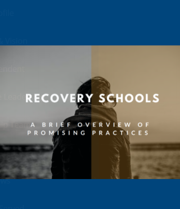 Image of Recovery Schools cover; links to full document. 